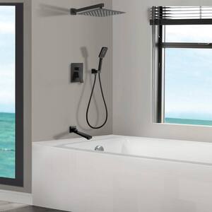 3-Spray with 2.5 GPM 10 in. 3 Functions Tub Wall Mount Dual Shower Heads in Spot in Matte Black (Valve Included)