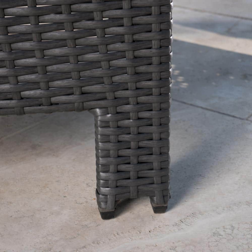 Charles Gray Wicker Outdoor Club Chairs with Teal Cushions (Set of 2)