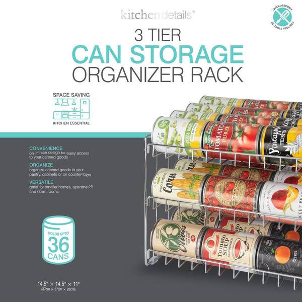 Kitchen Details 3 Tier Can Storage Organizer Rack