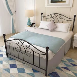 54.53 in. Wide Full-Size Black Metal Bed Frame Platform Vintage Design With Solid Sturdy Steel Slat Support for Bedroom