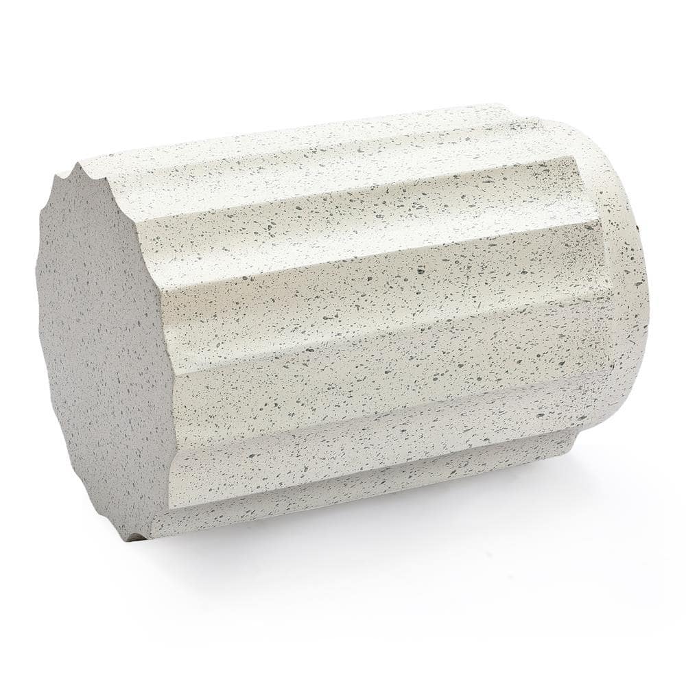 LuxenHome Off White and Gray Cement Fluted Round Side Table