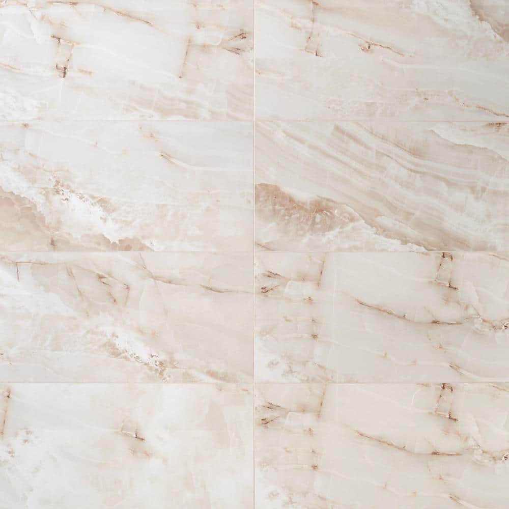 Essential 12" x 24" Polished Beige Porcelain Wall Tile