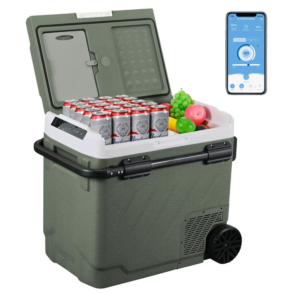 61 Qt. Portable Refrigerator Car Fridge Dual Zone Electric Cooler w/Wheels and Retractable Handle 12-Volt Fridge Outdoor -  Alpicool, ZGW61