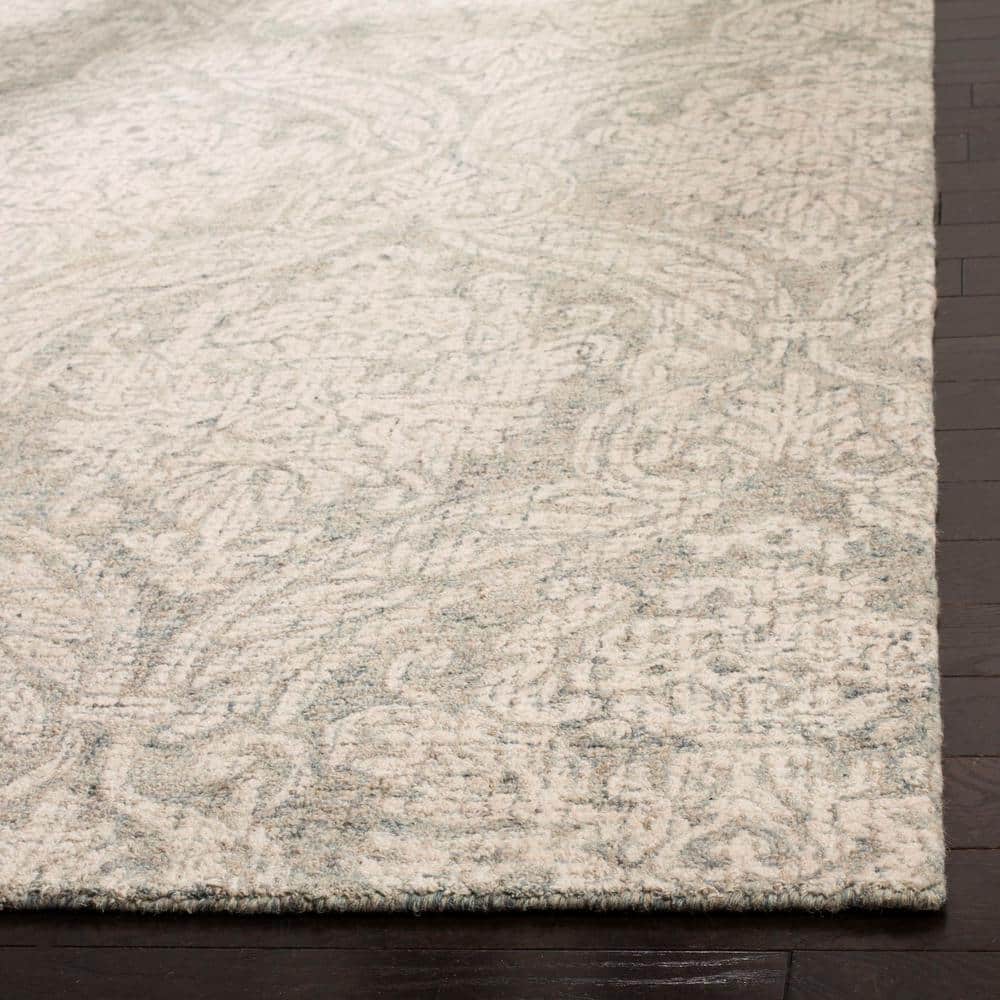 Handmade Gray Abstract Wool Tufted Runner Rug - 27" x 7"