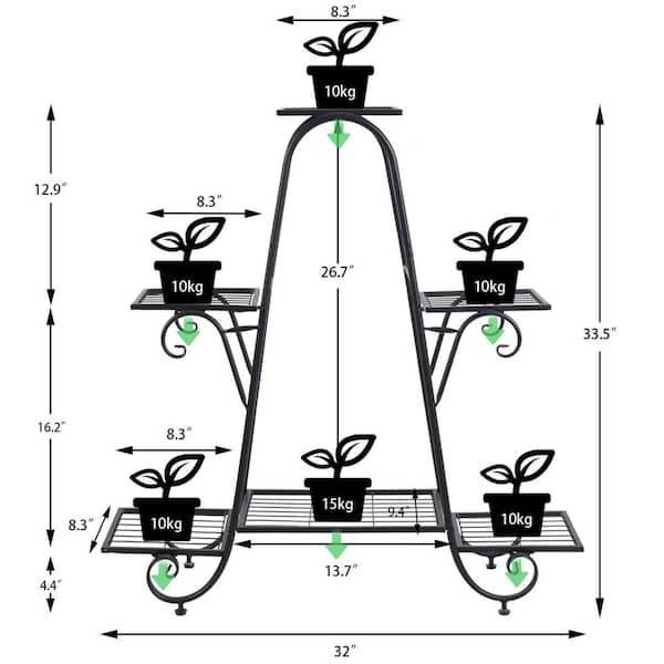 2-Tier Metal Plant Stand Plant display stand Shelf for House/ Patio/Yard/Garden