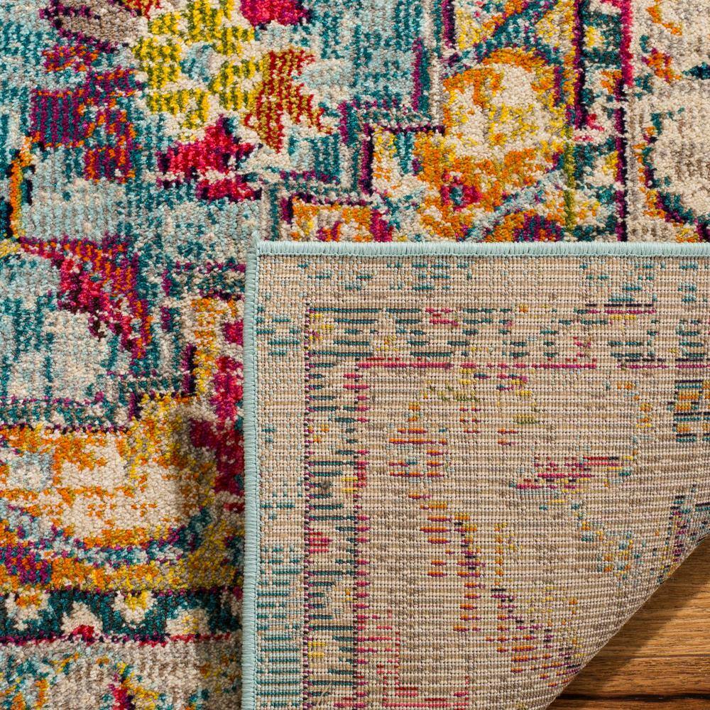 Turquoise and Beige Medallion Synthetic 4' x 6' Area Rug