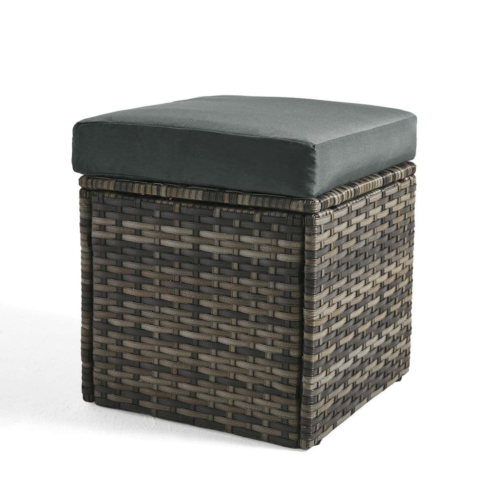 Gray Wicker Rattan Outdoor Ottoman with Dark Gray Cushion price history on PriceWatchPro
