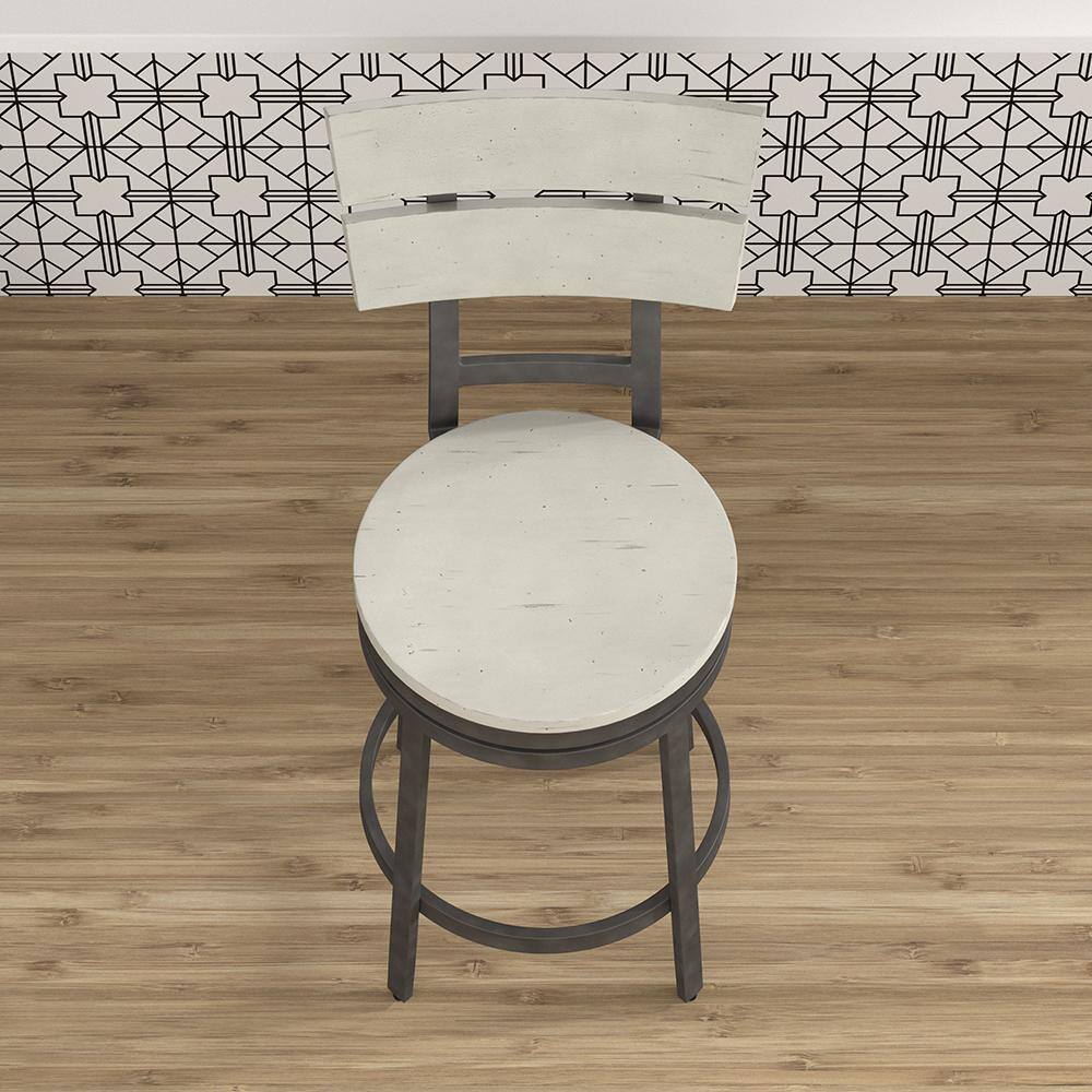 Colson 24" Distressed White and Gray Swivel Counter Stool