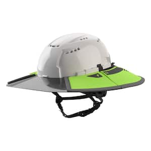 BOLT White Type 2 Class C Front Brim Vented Safety Helmet w/Tinted Brim High Vis Visor w/360-Degree UV Protection