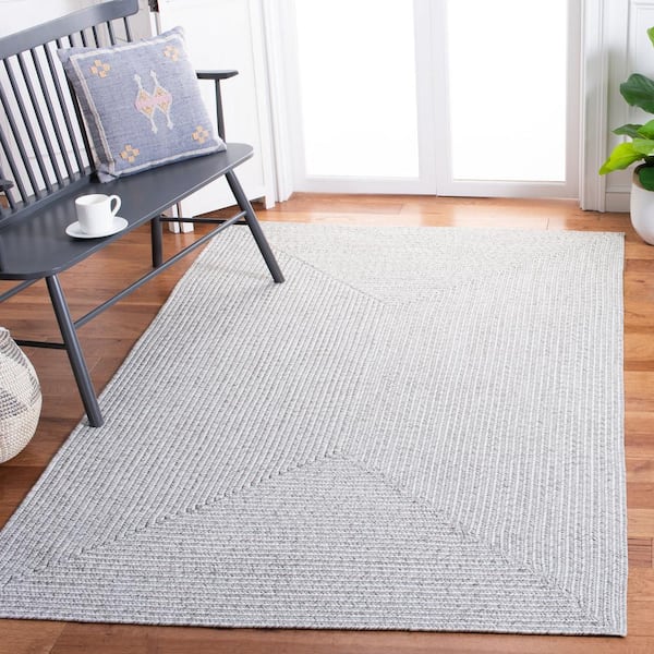 Braided Silver/Gray 2 ft. x 3 ft. Machine Washable Solid Color Gradient Area Rug