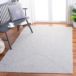 Braided Silver Gray 5 ft. x 8 ft. Solid Color Gradient Area Rug