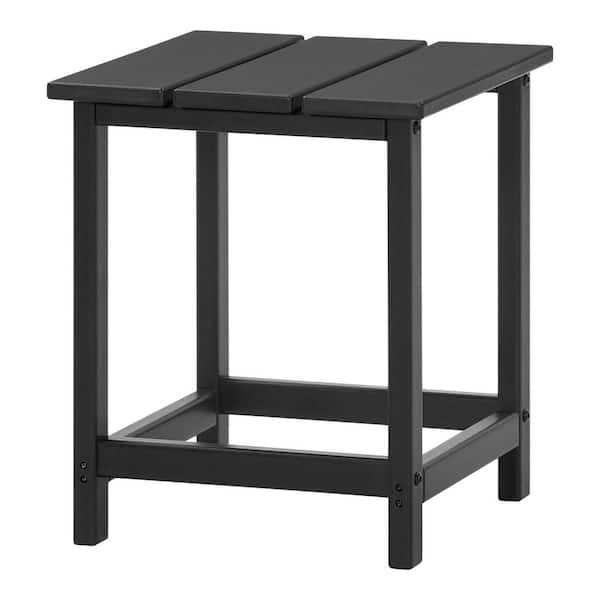 Seaside Bluff HDPE All-Weather 15.5 in. Square Accent Table Black