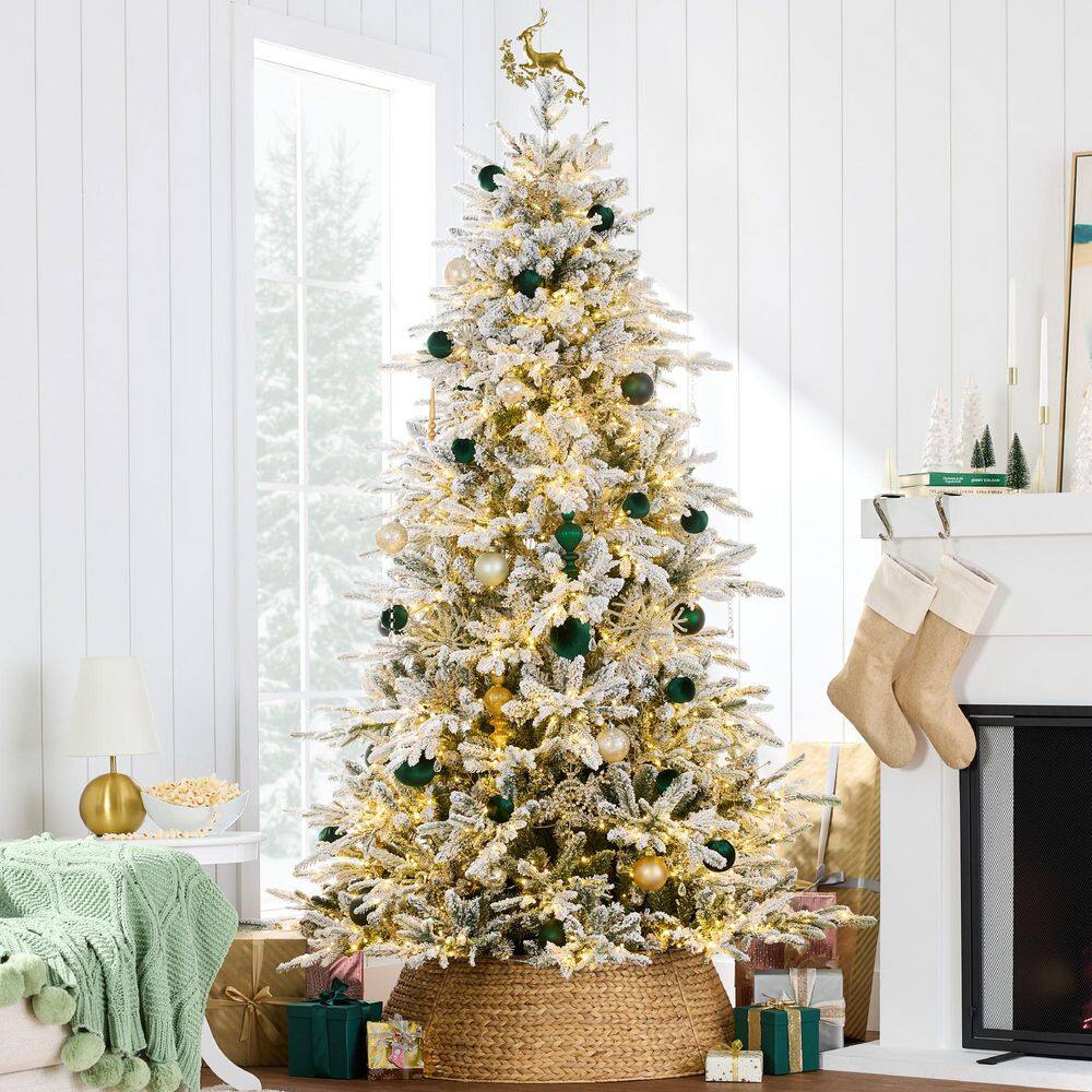 12 ft. Green Pre-Lit LED Flocked Full Aspen Artificial Christmas Tree with 3000 Color + Clear Lights price history on PriceWatchPro