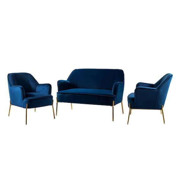JAYDEN CREATION Alita 3-Piece Navy Living Room Set