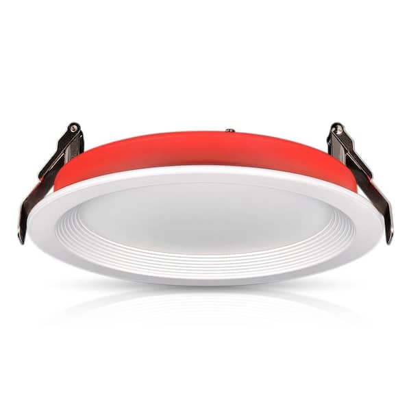 6 in. 2 Hour Fire Rated Round Baffle Slim Downlight, 1350 Lumens, 5 CCT Color Selectable 2700K-5000K, Dimmable