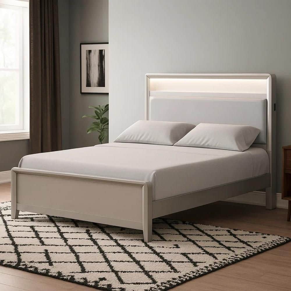 Broy Silver Wood Frame Full Panel Bed with Transitional Panel Design price history on PriceWatchPro