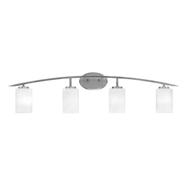 Unbranded Siena 40 in. 4-Light Graphite Vanity-Light Graphite with 4 in. White Marble Glass Shades No Bulbs Included