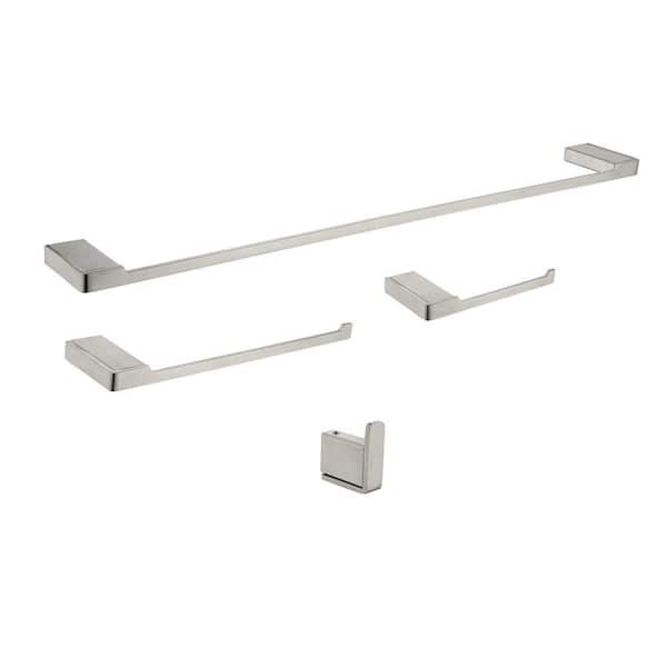 FUNKOL 4-Piece Stainless Steel Bathroom Towel Rack in Brushed Nickel ...