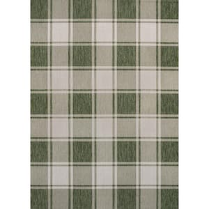 Sabine Traditional Farmhouse Bold Gingham Green/Cream 4 ft. x 6 ft. Indoor/Outdoor Area Rug