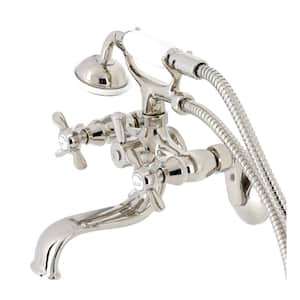 Essex 2-Handle Wall-Mount Clawfoot Tub Faucets with Handshower in Polished Nickel