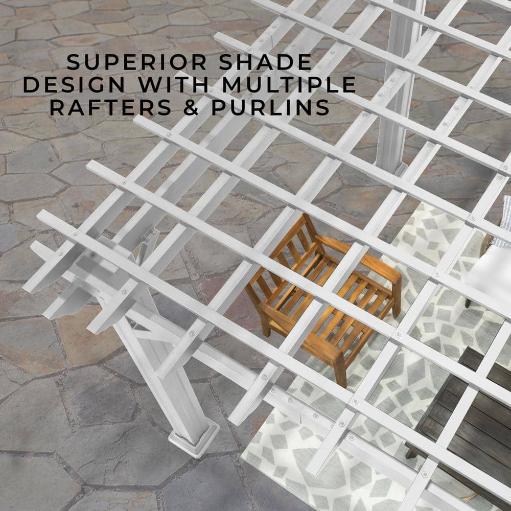 Hawthorne 14x12 White Galvanized Steel Pergola with Canopy