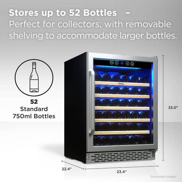 23.40 in. Single Zone 52 Wine Bottles Stainless Look Beverage & Wine Cooler