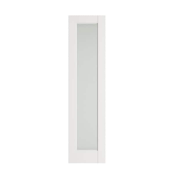 20 in. x 80 in. Full Lite Solid Core Frosted Glass White Primed Composite MDF Wood Interior Door Slab