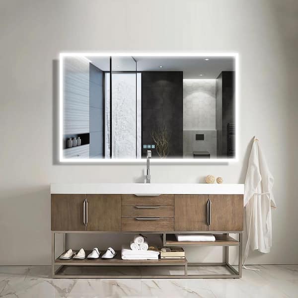 Dimakai 60 In W X 36 H Frameless, Frameless Wall Mounted Mirror With Led Lighting