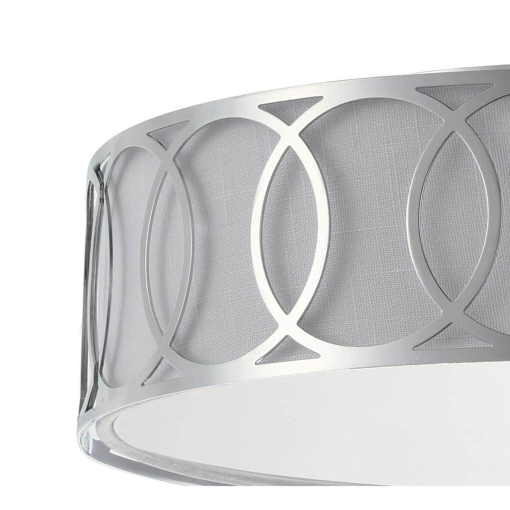Aubrey Chrome Polished 15.5" LED Flush Mount with Linen Shade