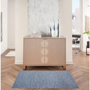 Essentials 3 ft. x 5 ft. Blue/Gray Solid Contemporary Indoor/Outdoor Patio Kitchen Area Rug