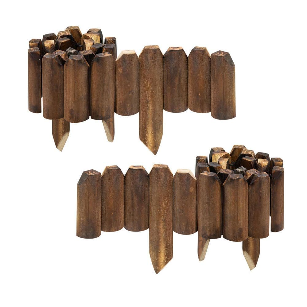 47in. x 5.9 in. x 0.8 in. Brown Wood Garden, Edging Fence Border Decorative