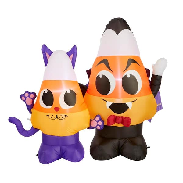 Home Accents Holiday 4 ft. Candy Corn Duo Airblown Halloween Inflatable Scene