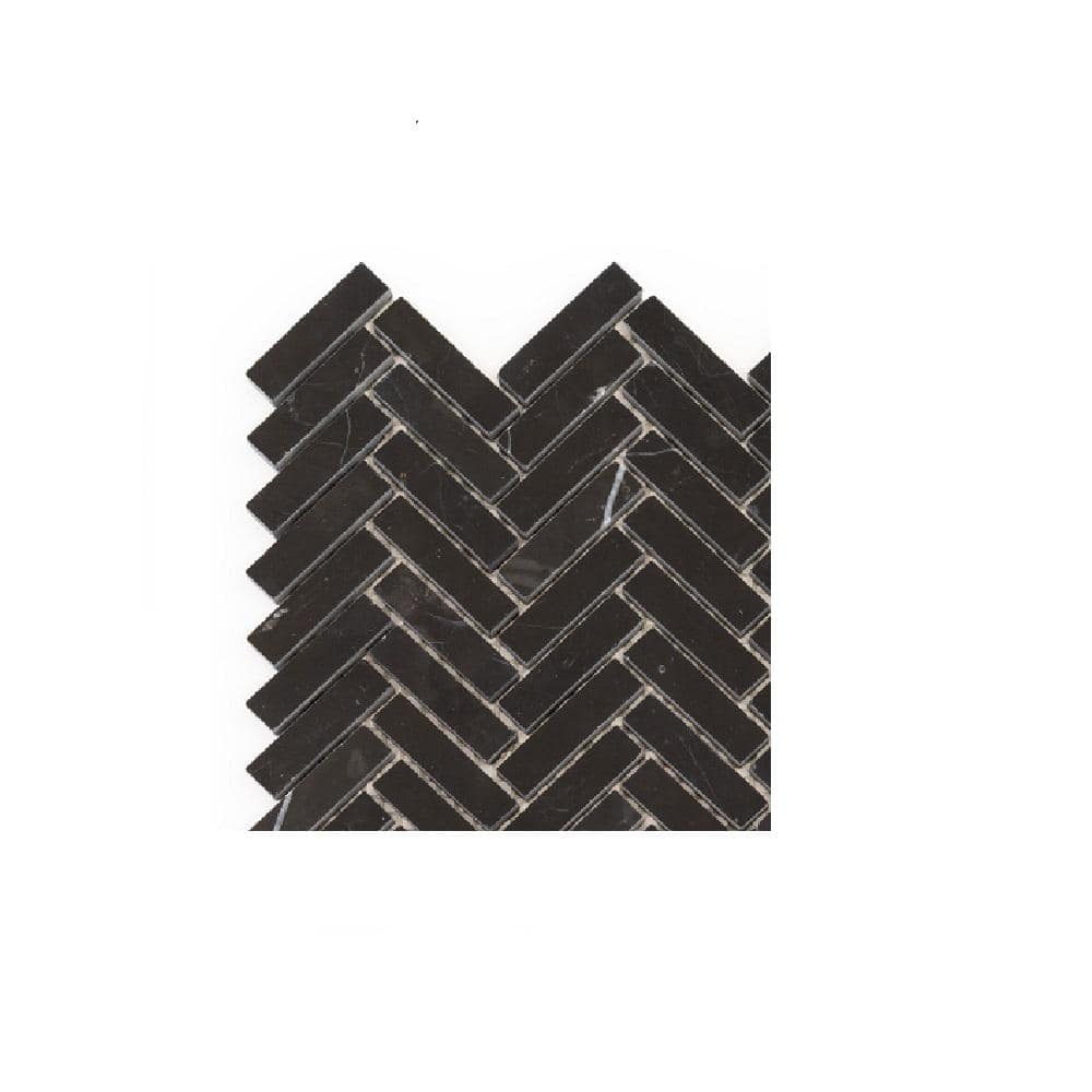 Take Home Tile Sample - Midnight Herringbone Black 4 in. x 4 in Polished Nero Marquina Marble Mosaic price history on PriceWatchPro