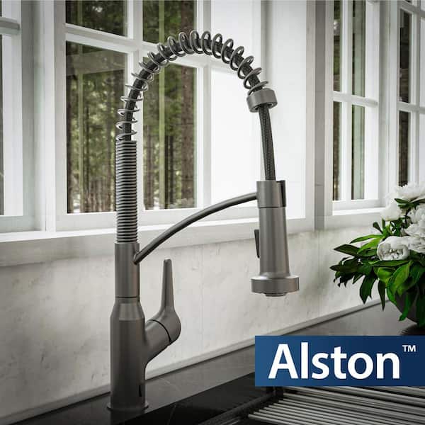 Scottsdale Single Hole Single Handle Pull-Down Sprayer Sensor Kitchen Faucet In Gunmetal Grey