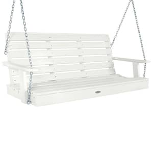 Riverside 5ft. 2-Person Coconut White Recycled Plastic Porch Swing
