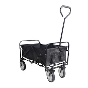 3.6 cu. ft. Steel Garden Cart Folding Wagon in Black