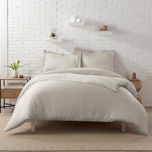 Zen Rest 3-Piece Taupe Solid Rayon Full/Queen Duvet Cover Set