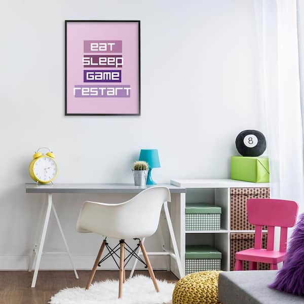 Eat Sleep Game Restart by Yass Naffas Designs Black Framed Typography Giclee Art Print 30 in. x 24 in.