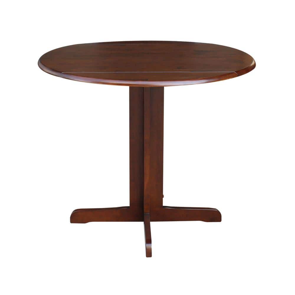Transitional Round Wood Extendable Dining Table in Espresso