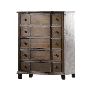 Baudouin 5-Drawer Weathered Oak Chest of Drawer 50 in. x 18 40 in.