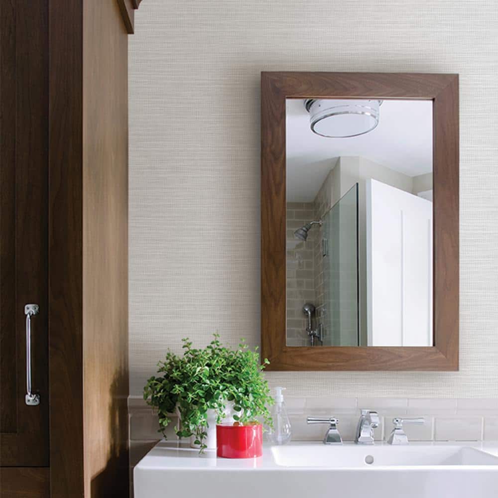 Off-White Linen Texture Washable Wallpaper Roll