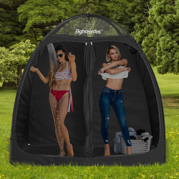 83 in. x 43 in. x 80 in. Portable Pop Up Shower Tent, 2 Rooms 2 Doors PE Floor Dressing, UV Protection, Waterproof
