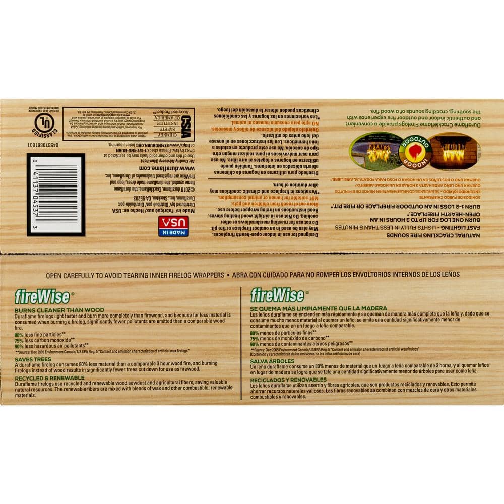 Crackleflame 4.5 lb. Indoor/Outdoor Firelogs (4-Pack), 3 Hour Burn