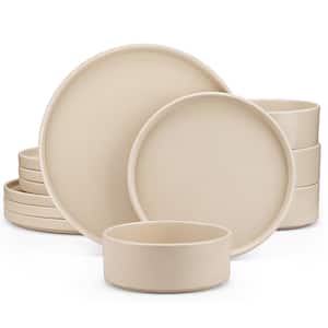 VENUS 12-Pieces Beige Stoneware Dinnerware Set, Service for 4