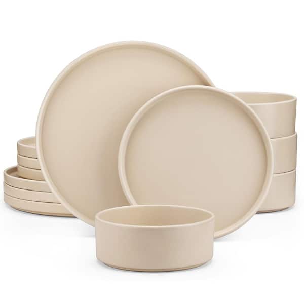 vancasso VENUS 12-Pieces Beige Stoneware Dinnerware Set, Service for 4