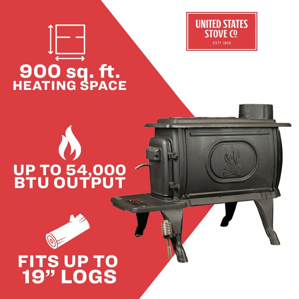 Flat Black Cast Iron Freestanding Wood Stove with Cool Touch Handle