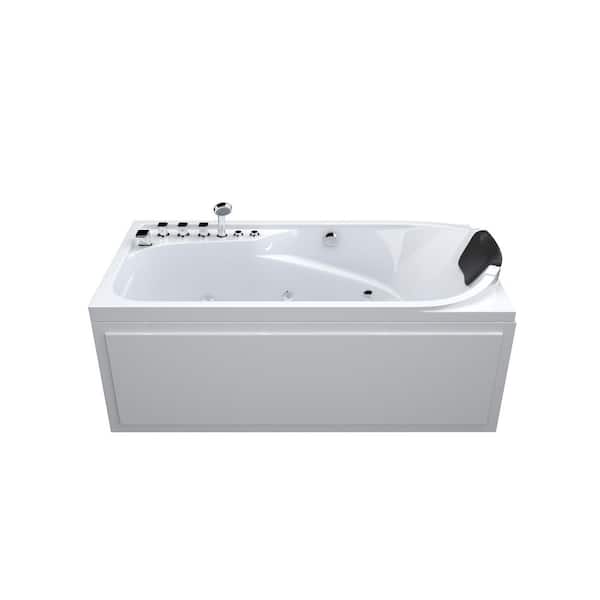 67 in. x 33 in. Acrylic Flatbottom Freestanding Whirlpool Bathtub in White