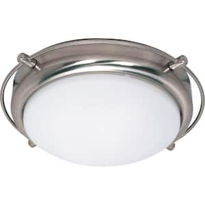 Polaris 2-Light Brushed Nickel Flush Mount with Satin Frosted Glass