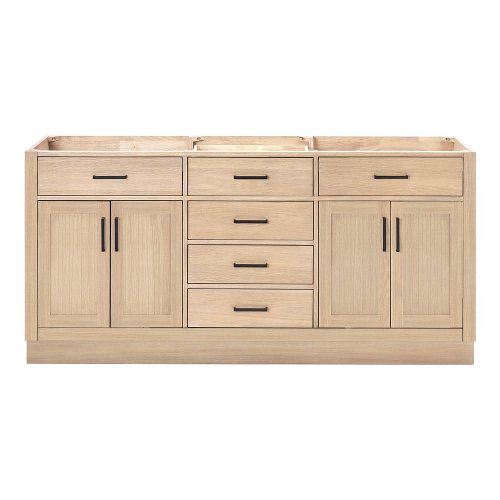 Hepburn 72" Light Brown Oak Double Freestanding Vanity Base