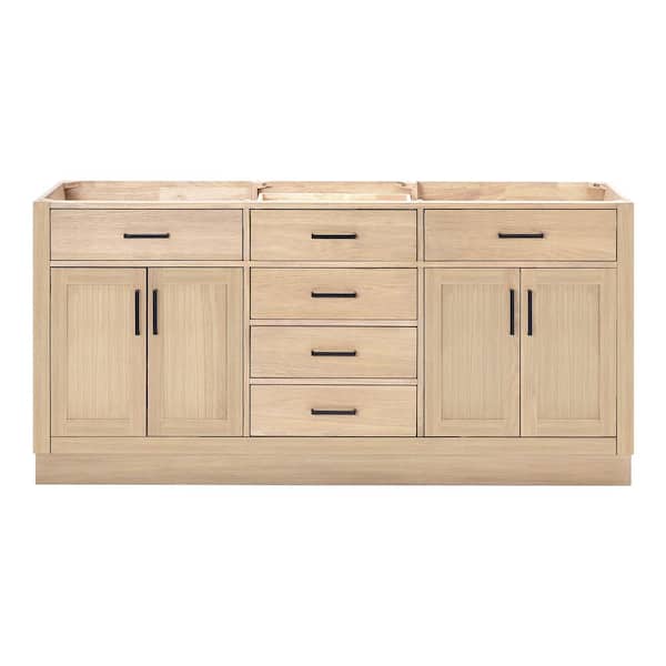 ARIEL Hepburn 72 in. W x 21.5 in. D x 34.5 in. H Bath Vanity Cabinet without Top in Oak